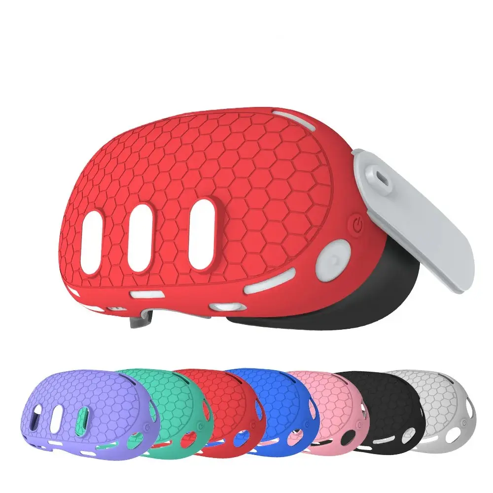 Multi-Color Honeycomb Silicone Protective Cover for Meta Quest 3 VR Headset, Silicone Shield, Breathable Shock-Absorbing Shockproof Protective Anti-Slip Anti-Scratch VR Front Shell, VR Accessories, father's day gift