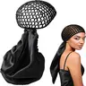 Adults' Adjustable Hair Bonnet - 2-in-1 80g Lightweight Breathable Anti-Frizz Haircare Accessory with Detachable Satin Sateen + Handmade Netting, Reversible Band, Unscented for Daily Styling, Home Use (Fall & Winter)