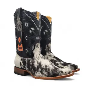 Men’s Square Toe Boots Unique Cowhide Hair Leather Men’s Square Toe Boots Unique Cowhide Hair Leather