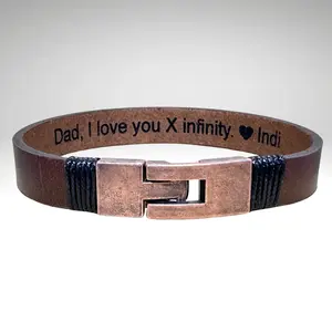 Personalized  Men's Leather Bracelet Custom Jewelry for Men Gifts for Boyfriend Handmade Wristband