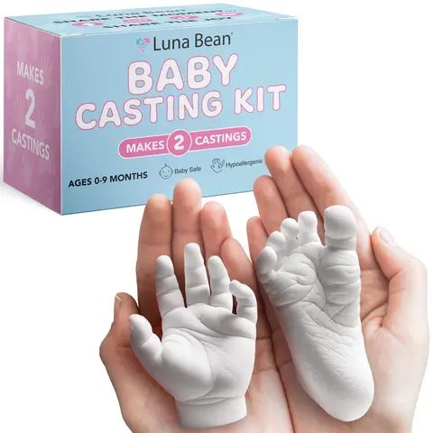 Luna Bean 2pc Baby Hand & Foot Casting Kit - Newborn Keepsake, Baby Shower & New Parent Gift, DIY Specialty Supply for Infant Hand Molding, Hand Molding Kit, Baby Shower Gift, Back to School, My Favorite Person