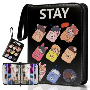 KPOP Photocard Binder(400 Pockets), Cute Cartoon Idol Photo Album, PU Leather Zipper with Wrist Strap Design