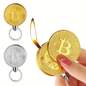 Bitcoin Lighter, Butane Lighter, Portable Keychain, Open Flame Lighter, Suitable For Lighting Candles Outdoors, Unique Gift (Butane-Free).