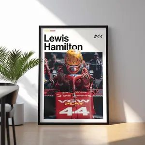 Free Ship Lewis Hamilton Poster, Hamilton Ferrari Wall Art, Framed Ferrari F1 Print