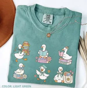 Comfort Colors Silly Goose Reading TShirt, Cute Book Lover Shirt, Librarian Teacher Shirt, Teacher Shirt, Reading Teacher Shirt, Back to School Shirt, Elementary Teacher Shirt