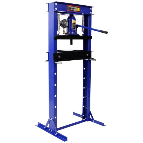 20Ton Bottle Jack Shop Press with Gauge, Bend, Straighten, or Press Parts, Install Bearings, U-Joints, Bushings, Ball Joints, and Pulleys,Blue