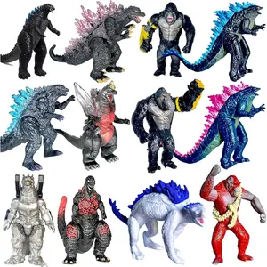 Set 12 Godzilla x Kong: New Empire, Dinosaur Dragon Toys Action Figures, Evolved Basic Exquisite Battle Roar B.E.A.S.T. Glove Shimo Frost Bite Mecha King Ghidorah Cake Toppers