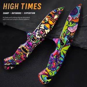 Colorful Flexible Kitchen Knives，Stainless Steel Handcrafted Multifunction Knife，1PC 3.3-inch small knife with 3D texture, a high-carbon steel knife, a kitchen-exclusive knife, suitable for both kitchen use and barbecuing. fathersdaygifts Cutting