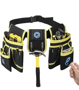Professional Tool Belt for Men Oxford Fabric 26 Pockets Adjustable 31-48" Magnetic Closure Secure Tool Organization