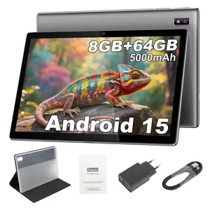 BYYBUO 10.1 Inch Screen Android 15 Tablet 8GB+64GB Quad-Core 8MP Rear Camera 5MP Front Camera WiFi Bluetooth 5000mAh Battery with Case  Pad Bluetooth, Sim card not supported
