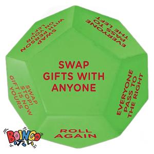 Santa Swap Gift Exchange Dice, 1 Count 12 Different Sides Exchange Dice Game, 2025 New Durable Party Gift Exchange Dice Game, 3*3*3in High-Density Food-Grade Pu Material, Party Activities Supplies, Round Neon Green Polyhedral Dice