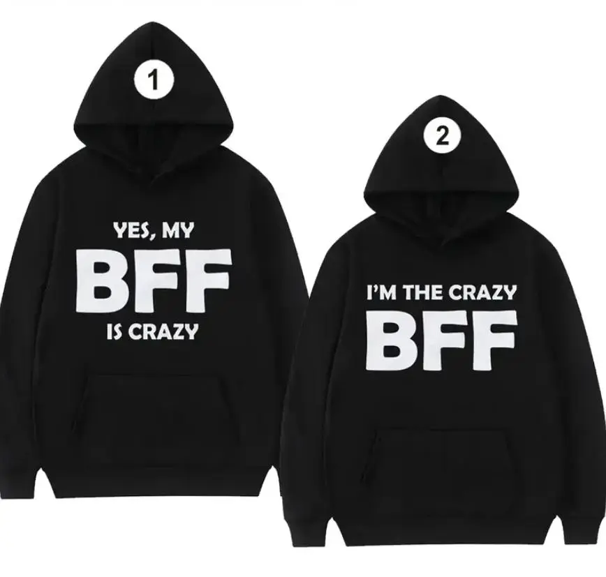 Crazy Best Friends Matching Hoodie – Fun Friendship Hoodie Set, Cozy Fall & Winter Outfit, Unisex Style for Men and Women, Full Colors & Sizes, couple hoodie, Valentine's Day Gift For Her-valentine gift, Men's shirt
