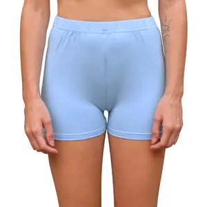 Daisy Del Sol Women’s High Waisted Yoga Pilates Forbidden Pants Athleisure Printed & Solid Stretchy Knit Boyshort Biker Loungewear Shorts  - Solid Light Blue