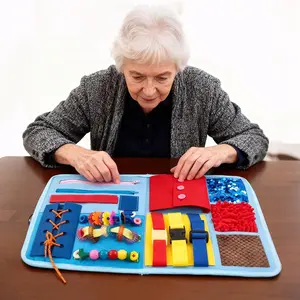 Fidget Blanket for Adults with Dementia & Alzheimer‘s,8-in-1 Sensory Activity Mat with Fine Motor Skills Items,Calming Therapeutic Aid for Seniors, Autism, Anxiety,Machine Washable & Portable