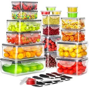 40 PCS Food Storage Containers with Lids Airtight (20 Containers & 20 Lids), Plastic Storage Meal Prep Container-Stackable 100% Leakproof & Microwave Organization and Storage Sets, Lunch Containers