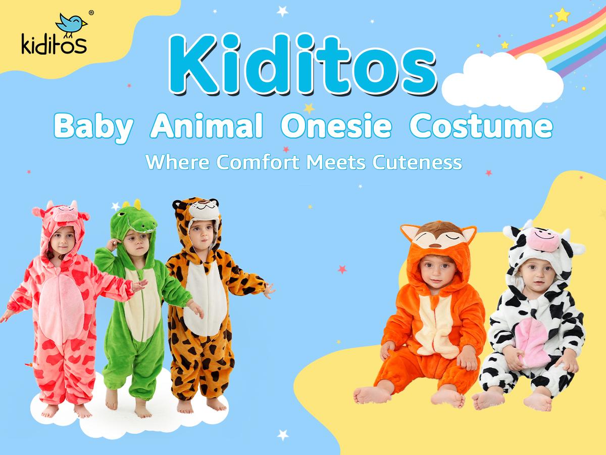 Kiditos Baby Animal Costume Unisex Toddler Onesie Warm Outfit Hooded Cute Romper Jumpsuit for Boys and Girls