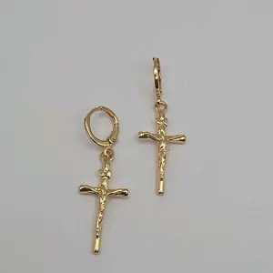 CHRIST ON THE CROSS  beautiful earrings gold-plated 18k color price for each pair