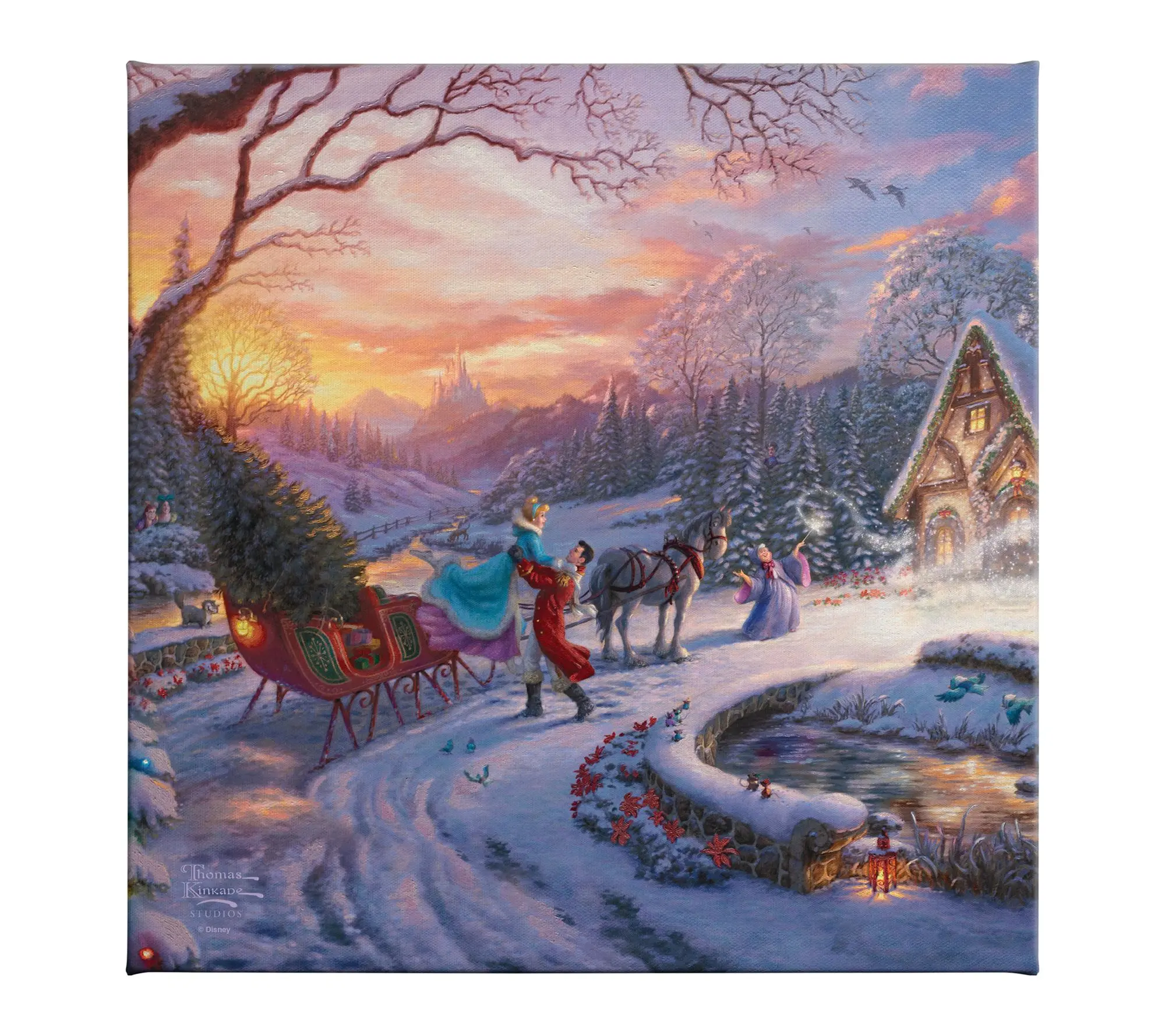 Thomas Kinkade Cinderella Bringing Home Tree 14x14 GalleryWrap