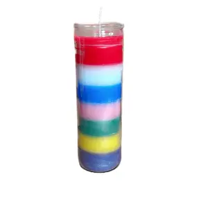 Balènn 7 Koulè Multicolor Candle - Decorative Candle with Colorful Stripes for Home Decor and Ornaments