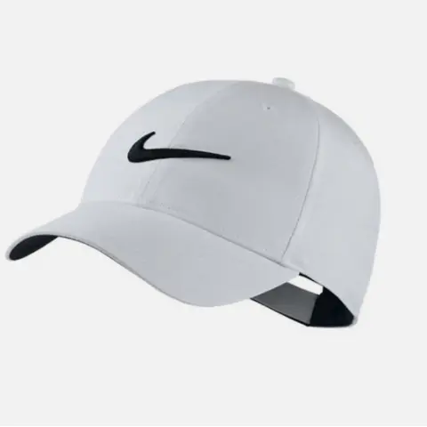 Nike Legacy91 Dri-Fit Unisex Athletic Hat - 50% Recycled Polyester, Moisture-Wicking Headwear, Adjustable Personalizable Fit, One Size, All-Seasons Outdoor Sports Cap, White/Black, Embroidered Eyelets