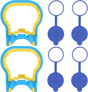 2 Pack 5 Gallon Water Bottle Handle, Stable Ergonomic Water Jug Handle, Drinking Water Bottle Heavy Duty Clip with 4pcs 5 Gallon Water Jug Caps