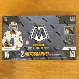 Panini 2025 Mosaic NFL Trading Cards Hobby Box - 15 Cards Per Pack with 2 Autographs Per Box on Average
