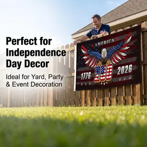 America 250th Anniversary Flag 1776–2026 | 5FT×3FT Bald Eagle Patriotic USA Banner | Independence Day & Veterans Day Outdoor Yard Decoration Without Flagpole