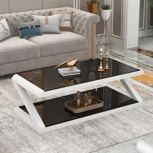 Fan-shaped Large Z Coffee Table 80x50x45 cm All White Modern Design for Living Room Decorative & Functional Piece