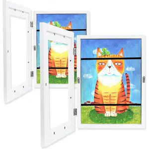 2-Pack  Art Frames in White, Picture Frame Displays 10x12.5 without Mat, Front Opening  Artwork Frames Changeable, Storage Frame for Wall Tabletop, Holds 50-150 Pcs
