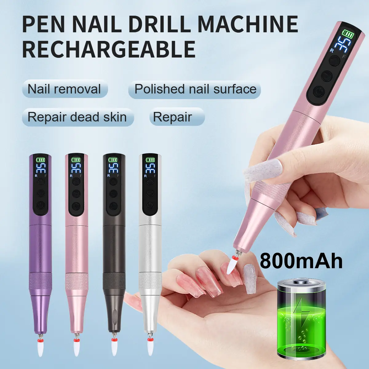 Professional Electric Nail Polish Remover Grinder, Portable USB Wireless Pedicure Tool, Gel Acrylic Nails Kit, Best Christmas Gift