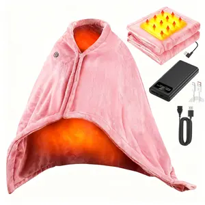 15s Fast Heated Blanket Shawl: Fleece Wearable Electric Wrap (63"x33.5") | 3 Heat Levels & Auto-Off | Cozy USB Powered Poncho for Back & Shoulder Pain Relief | Washable Cordless Blanket for Office, Camping & Travel | Ideal Gift for Women & Men