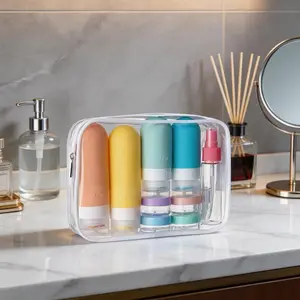 Travel Small Bottle Set, 17pcs/set Leak Proof Silicone Squeezable Container, Storage Bottle for Toiletry, Shampoo, Conditioner, Lotion and Shower Gel, Organiser, Multifunctional Storage, Portable Storage Bottles