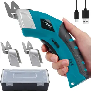 for with 3 Blades, 4V Shears with Safety Lock Suitable, Cardboard Scissor Cutting Tool for Carpet Cardboard -Blue