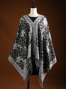 Boho Style Pashmina Scarf, All-Season Woven Fabric Paisley Print Shawl, Fitted Design, Long Printed Scarf for Women & Men, Casual Daily Wear Accessory