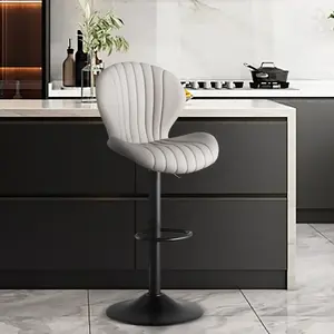 Light Grey Kitchen Bar Stools Sold Singly/1/2/3-Pack | 360° Swivel High Back Stools with Soft Padding, Easy Assembly for Breakfast Nook, Cafe