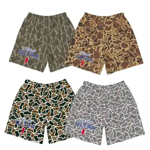 4 Styles Michelobb ULtra Bottomland Camo Old School Camo Shorts, Hunting Camo Swim Trunks, Beach Shorts, Menswear