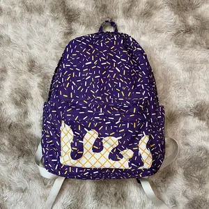 Purple Ice Cream Drip Print Kids Book Bags Girls Back to School Backpack