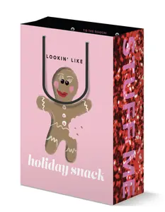 Gingerbread Cookie - Holiday Snack, Pink Christmas Holiday Gift Bag