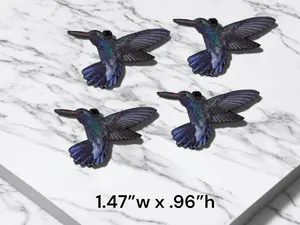 2 PAIR Acrylic Hummingbird Flat Back Charms