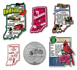 Indiana Six-Piece State Magnet Set by Classic Magnets, Includes 6 Designs