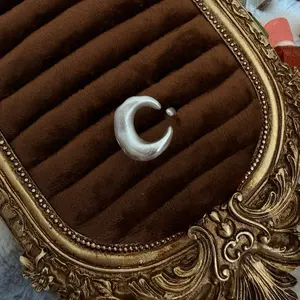 Matte Brushed Crescent Moon - Ring