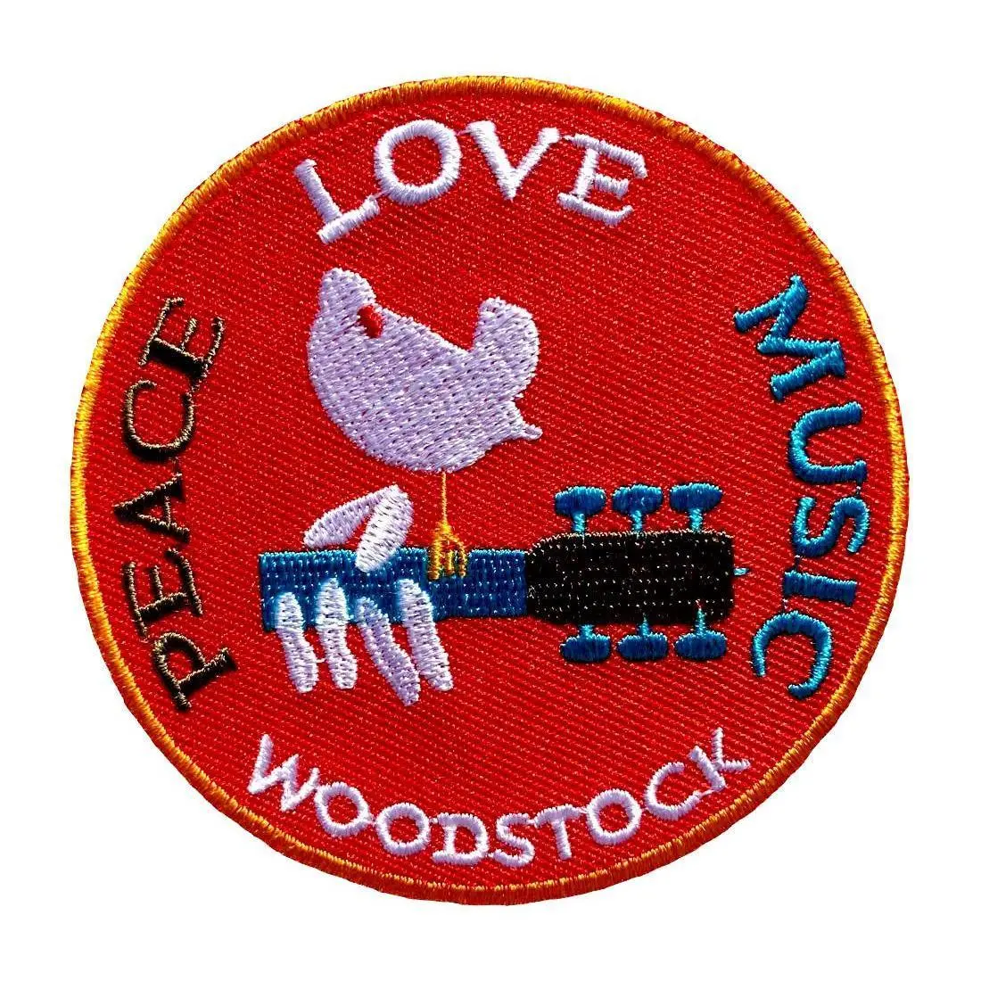 Peace Love Music Hippie Woodstock Patch [iron on Sew on-3.0 inch]