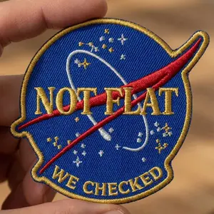 Not Flat We checked Artemis II Embroidered Patch, NASA Space Enthusiast Gift, Gold Thread Iron-On Badge for Hats Jackets and Backpacks, Gift for Him