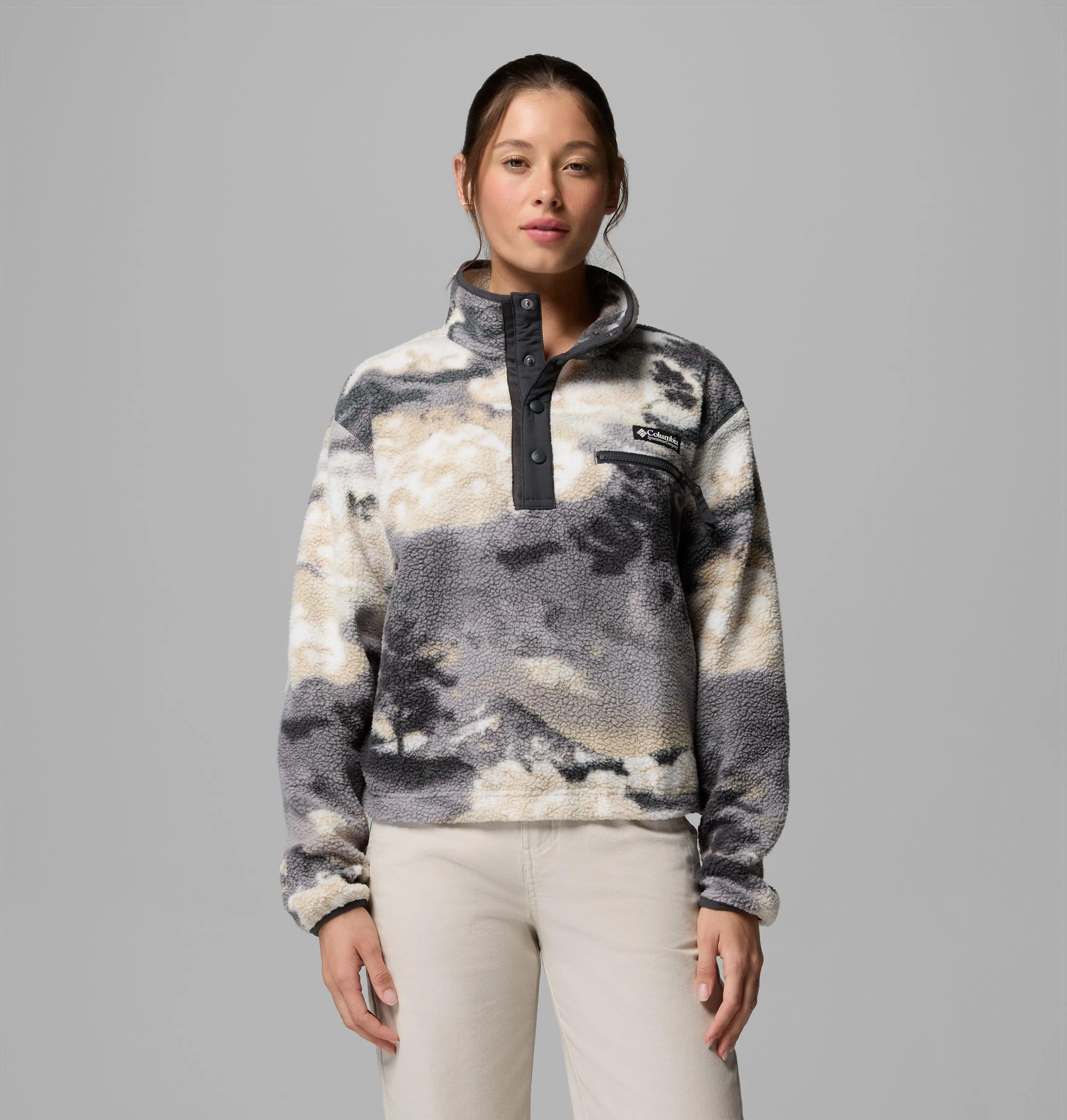 Women's Helvetia II Printed Cropped Half Snap Fleece Pullover