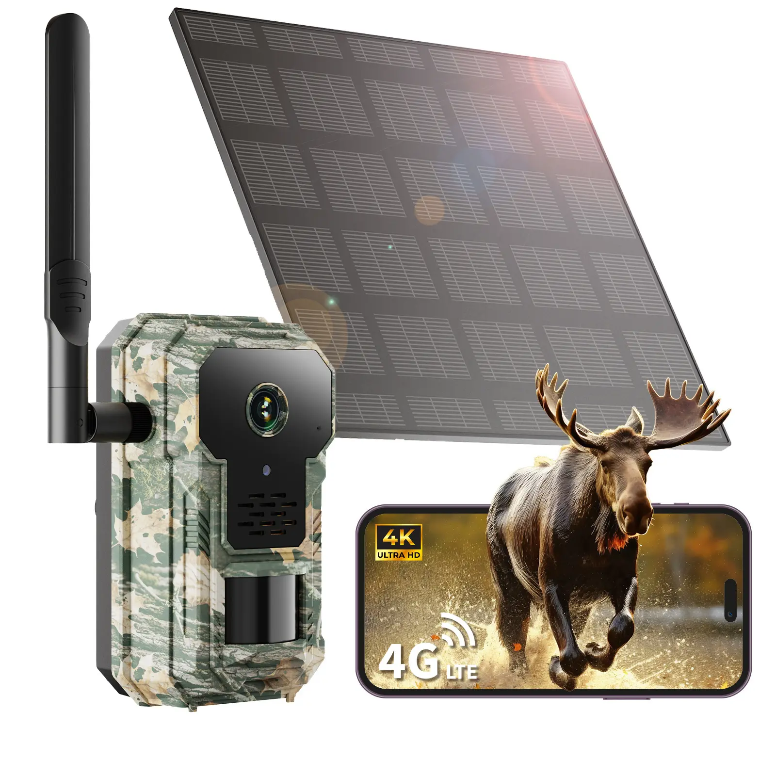 BrawRing 4G LTE Cellular Solar Security Camera Wireless Outdoor, No WiFi Solar Powered Camera, Color night vision camera，360° Live View, 2K Color Night Vision, PIR Motion Sensor, 2 Way Talk, Built in SIM Card