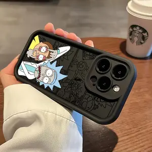 WB Rick and Morty Fun Creative Design Phone Case for iPhone 16, 15, 14, 13, 12, 11 Pro Max Mini XR XS X 7 8 Plus - Soft TPU Shockproof Back Cover