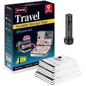 UPGOGO Travel Vacuum Storage Bags 9 Pack with Electric Pump Space Saving Compression Bags for Luggage Travel & Clothing