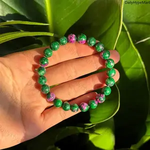Natural Green Fluorite Bead Bracelet, Boho Vintage Style for Wealth & Prosperity