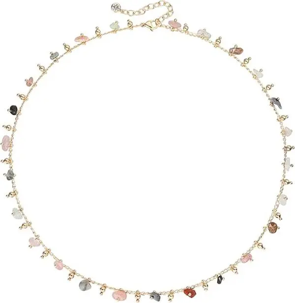 Fettero Choker Necklace for Women Dainty Gold-plated Necklace Colorful Gold-color Evil Eye Necklace Handmade Cute Beaded Necklace Personalized Gifts for Women Jewelry Fashionable Accessory DealsForYouDays WeeklyDeals summerwins