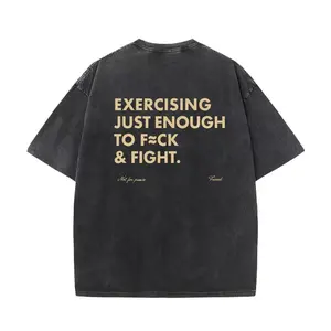 Funny EXERCISING JUST ENOUGH TO F≈CK & FIGHT Tee, Retro Vintage Y2K Streetwear Style Flat Fashion Prints Cotton